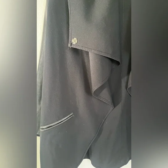 SPANX Front Drape Ponte Faux Leather Womens Jacket XS Black Stretch Draped - Picture 10 of 15